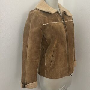 Gap suede leather brown Sherpa lines jacket coat western XS 90’s